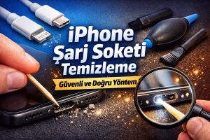 iPhone şarj soketinde biriken toz ve kir şarj sorununa neden olabilir.